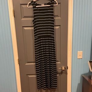 Black and white striped maxi dress